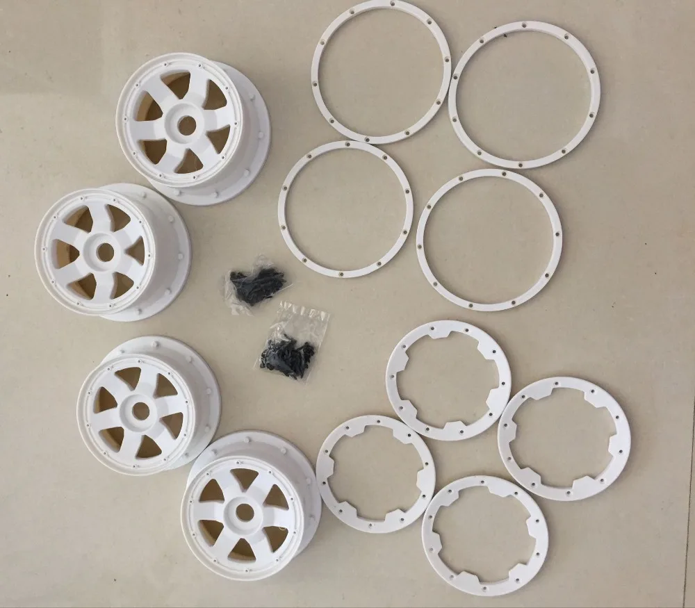 White high strength Baja super star wheel with beadlock ring and screws For 1 5 HPI