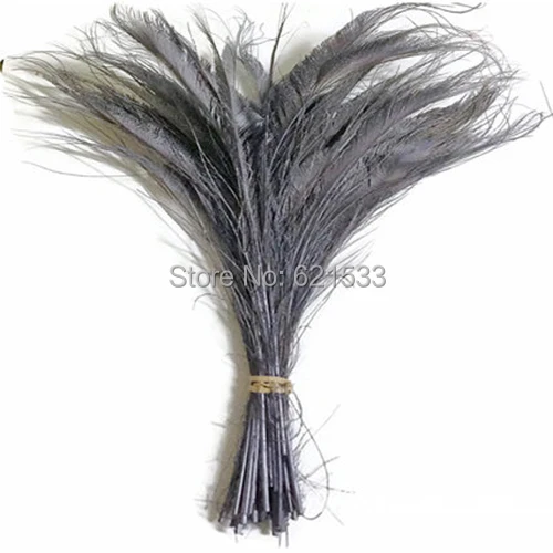 

100Pcs/Lot! 25-30cm long SILVER GREY BLEACHED Peacock Swords Cut Feathers,Gray Peacock Feathers for Wedding diy Decoration