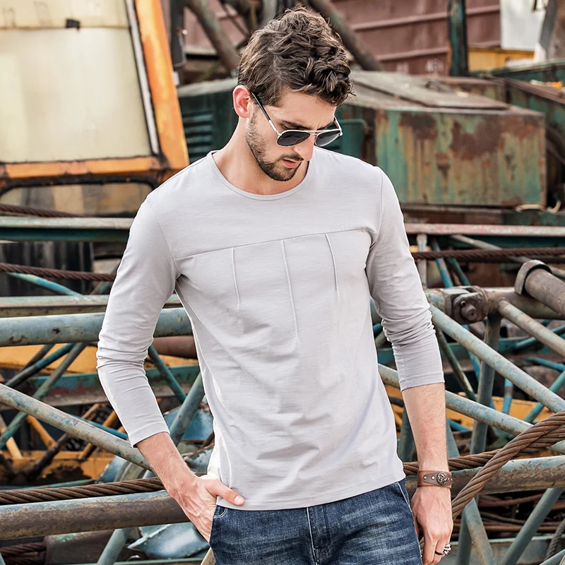 GustOmerD 2018 T Shirt Men Solid Creases T Shirt Man's