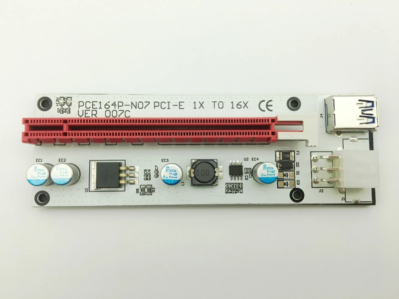 Новая 3в1 VER007C 60 см PCI E Riser карта с 4pin 6pin Sata Molex Power PCIe 1x до 16x расширитель для биткоина