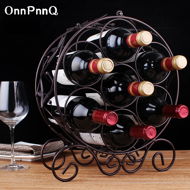

OnnPnnQ Fashion Iron Wine Rack Decorative Metal Wine Racks For 7 Bottles Home Decoration Bar Accessories Wine Holder Decor