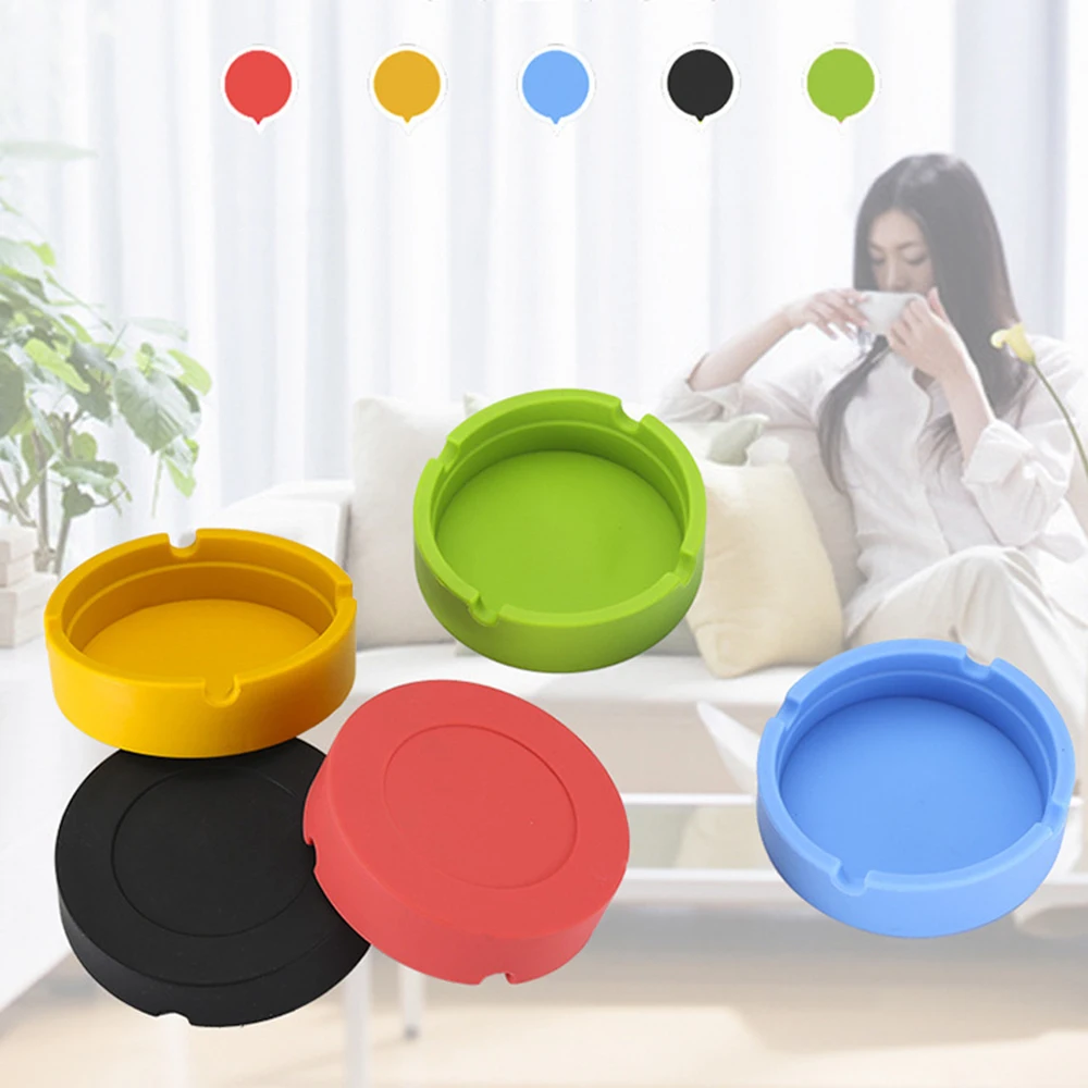 Soft Round Silicone Ashtray Ash Tray Holder Pluminous Portable Cigarette Holder