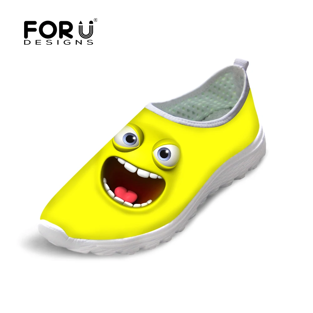 

FORUDESIGNS Summer Lightweight Women Casual Shoes Zapatos Mujer Mesh Shoes,3D Funny Emoji Face Prints Breathable Shoes for Girls