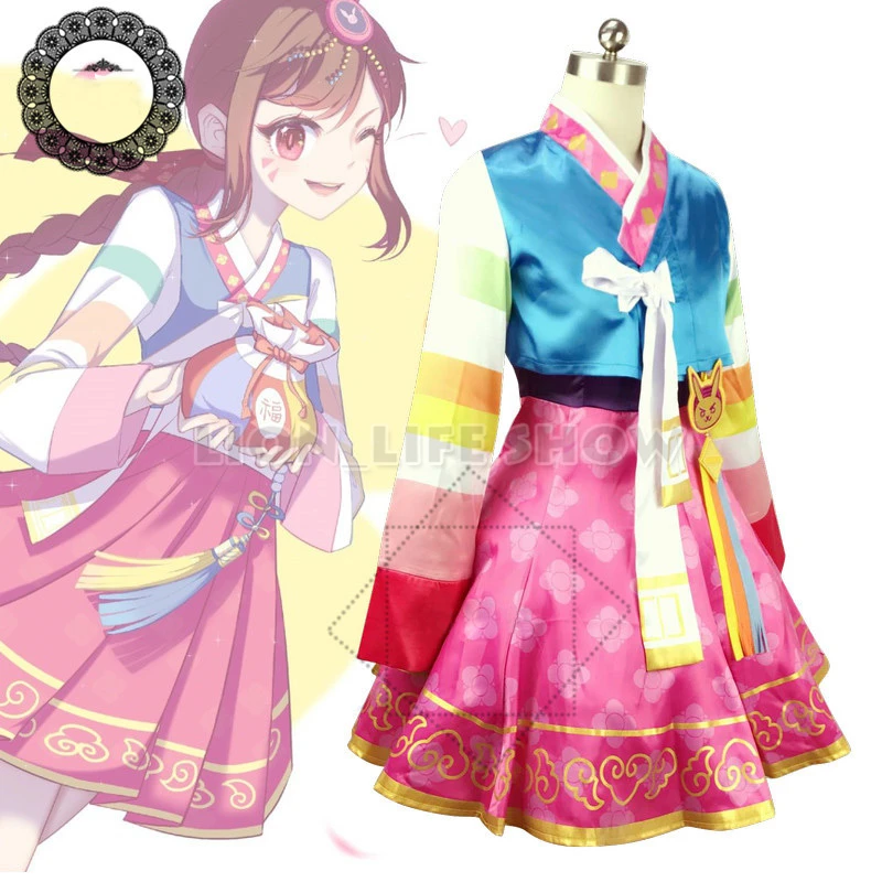 Новый Персонаж игры D.VA Косплей костюмы DVA новый год корейский ханбок женские