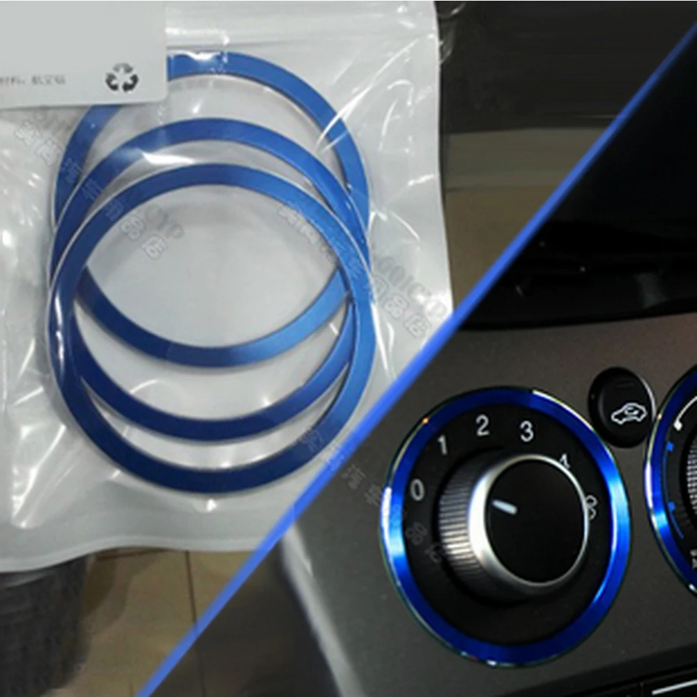 

For Ford Focus 3 MK3 Kuga 2012 2013 3pcsset Car Luminum Alloy Air condition AC Knobs Decoration Lid cover ring trim