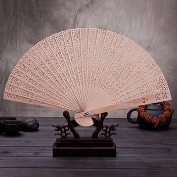 

5 Pcs Decorative Fans Vintage Fan Decorative Fans Chinese Foldable Pure Wooden Hollow Fan for Home Decoration Crafts