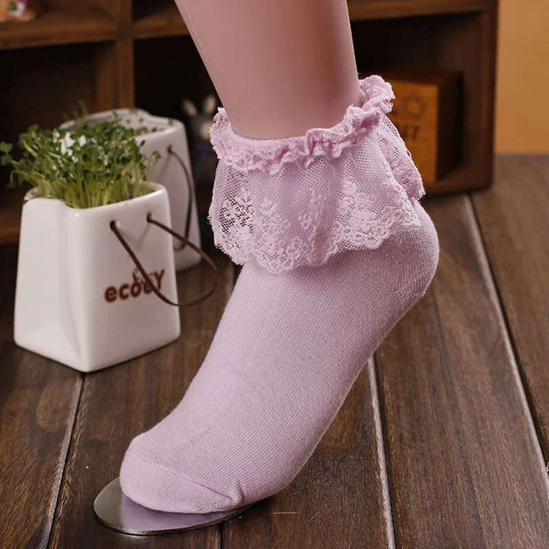 Женские винтажные Кружевные Гофрированные носки до лодыжки хлопковые носки принцессы для девочек модные женские ретро-носки, и высококачественный носок L* 5