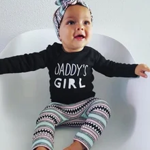 Одежда для новорожденных девочек футболка с буквенным принтом штаны в полоску повязка на голову