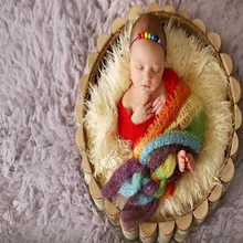Новорожденный реквизит для фотосъемки обертывание одеяло, детское фото, мохер реквизит для фотосъемки ручной работы мохер Радуга обертывание s