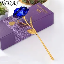 24 karat Vergoldet Rose in Blau Farbe, Valentinstag Geschenke 25*8 CM Gold Getaucht Rose Mit Geschenk-box