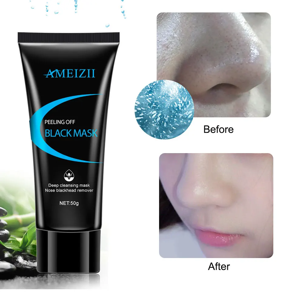 Ameizii Blue Facial Peel Off Black Mask Korean Skin Care Blackhead Face Charcoal Masks Dots Remover Acne Treatment Shrink Pores