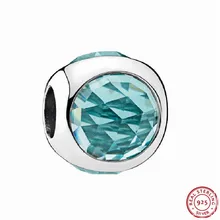 925 стерлингового серебра граненый лед зеленые кристаллы Сияющие капли бусины DIY Fit PANDORA Подвески для женщин ювелирных изделий FL512-G