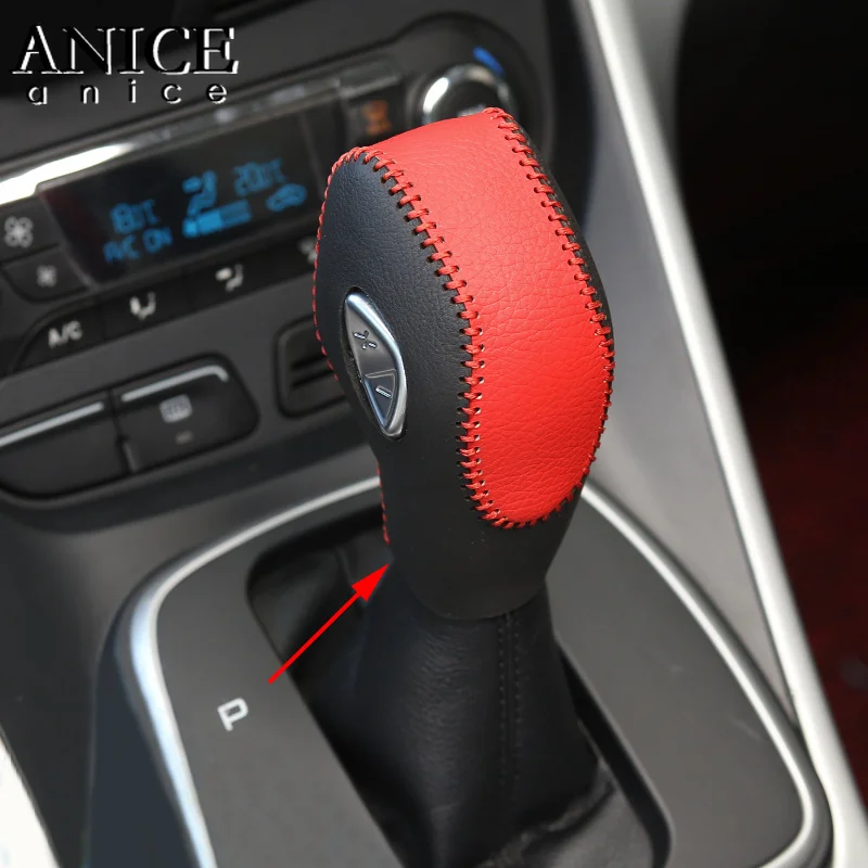 

Top Leather Gear Shift Knob Cover Sleeve fit For Ford ESCAPE KUGA 2013-2016
