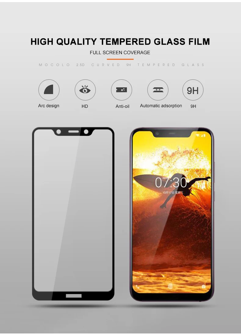 Для Nokia X7 Экран протектор Mocolo для Nokia X7 полное покрытие с уровнем твердости 9 H Стекло пленка для Nokia обработана на X7 закаленное Стекло Экран протектор