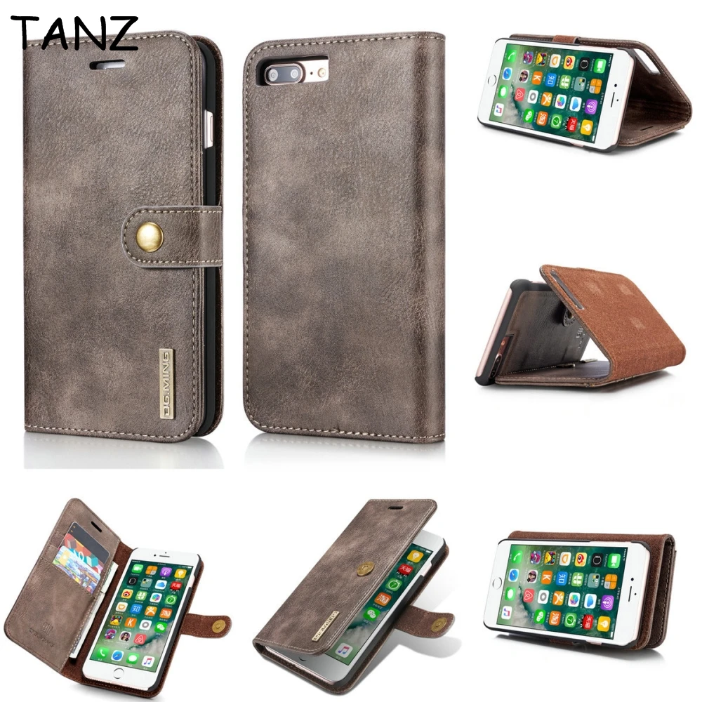 TANZ Luxury 2in1 Wallet Leather Phone Case For iPhone 6 6s 7 plus 5 5s Detachable Magnetic Cover Multi-function Card Holder |