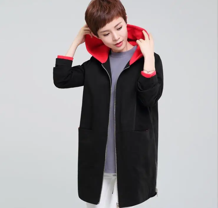 

Autumn clothing Large size Women's 2018 autumn new coat windbreaker female long section