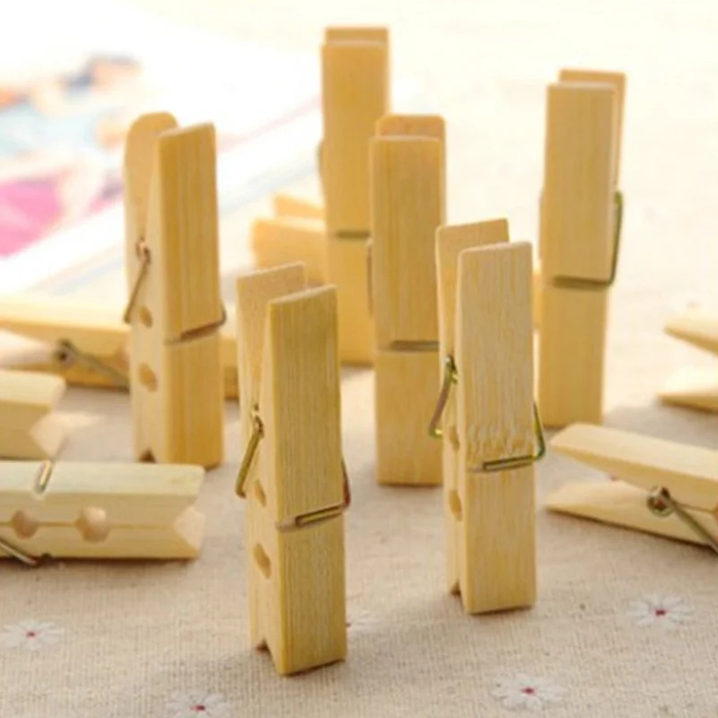 

20pcs/set High Quality Bamboo Wood Clothes Pegs Socks Bed Sheet Towel Wind-Proof Pins Clips Home Bathroom Accessories