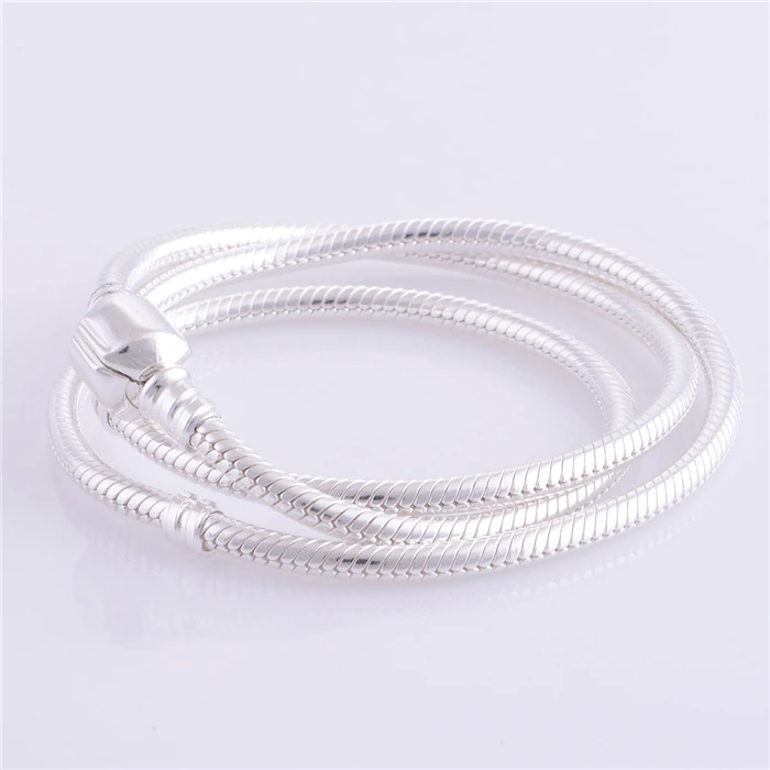  925 Sterling Silver Clasp Snake chocker Necklace Chain, DIY Jewelry Findings Fit European Charm Bracelets Necklaces 45cm 50cm 
