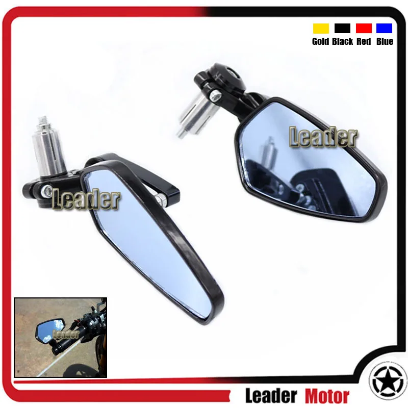 

Universal Motorcycle 7/8" 22mm Rearview Mirror Handle Bar End Blue Side Mirror For Aprilia Dorsoduro 1200 750 RSV 1000R Black