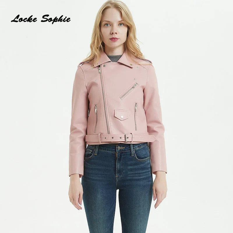 Women Plus size short jacket blazers 2019 Autumn PU leather Splicing faux fur waist belt Jacket ladies Skinny locomotive blazers