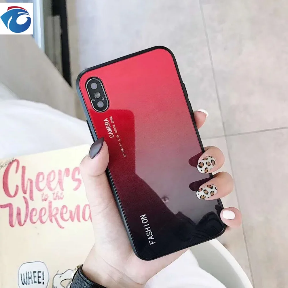 HUANQING Luxury Gradient Glass Phone Case For iPhone 8 6 Plus Phone Cover for Apple iPhone 7 6s Plus X XS XS MAX XR Protection Phone case10