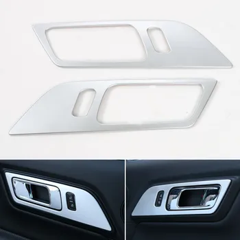 

2pcs ABS Interior Mouldings Covers Decoration Door Handle Cover Trim Decal For Ford Mustang 2015 2016 Car Styling Accessories