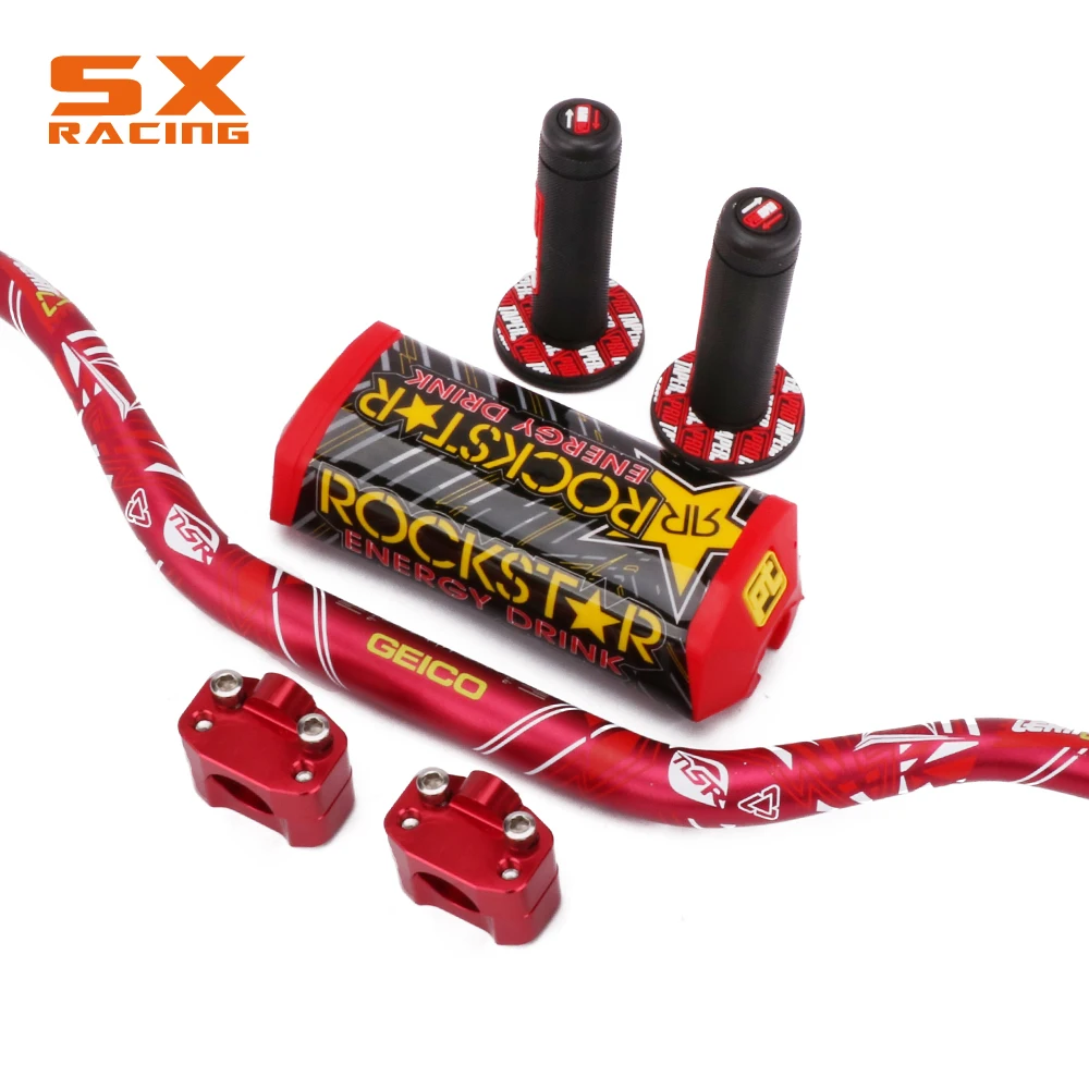 

Motorcycle 11/8" 28mm CNC Colorful Universal Aluminum Handlebar Set Fat Pad Clamp Hand Grip Rubber For HONDA CRF CR XR Dirt Bike