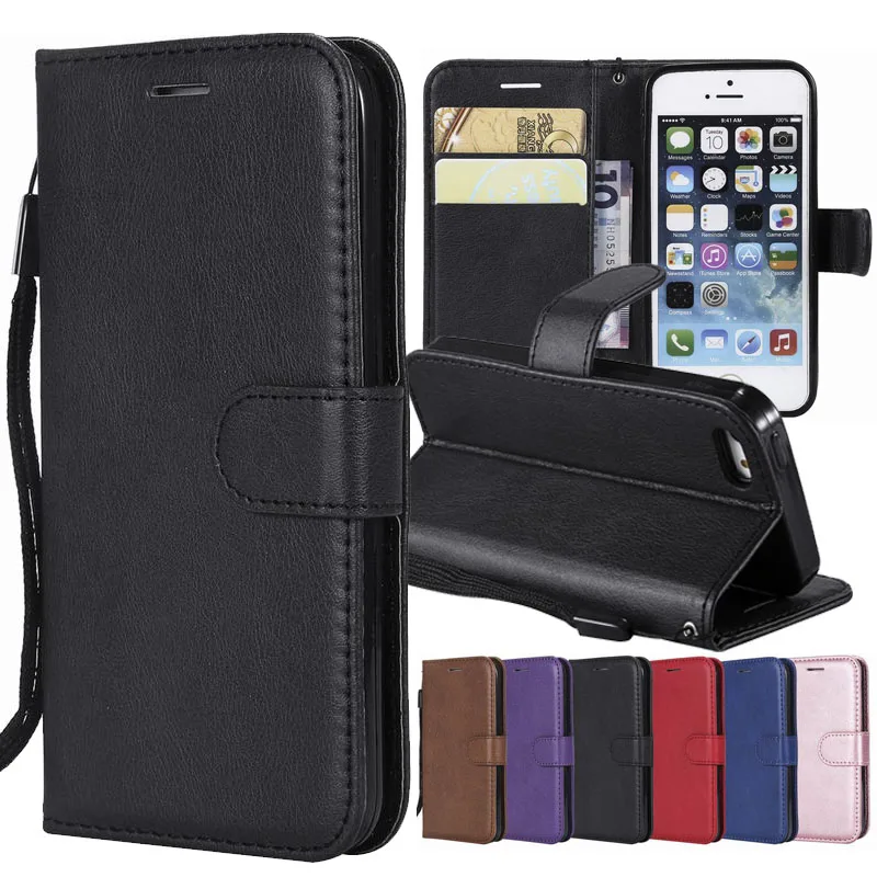 

Flip Book Cover For iphone 5 5 s Case Leather Wallet Card Slot Phone Coque For Apple iphone SE Luxury Cover Case iphone 5S