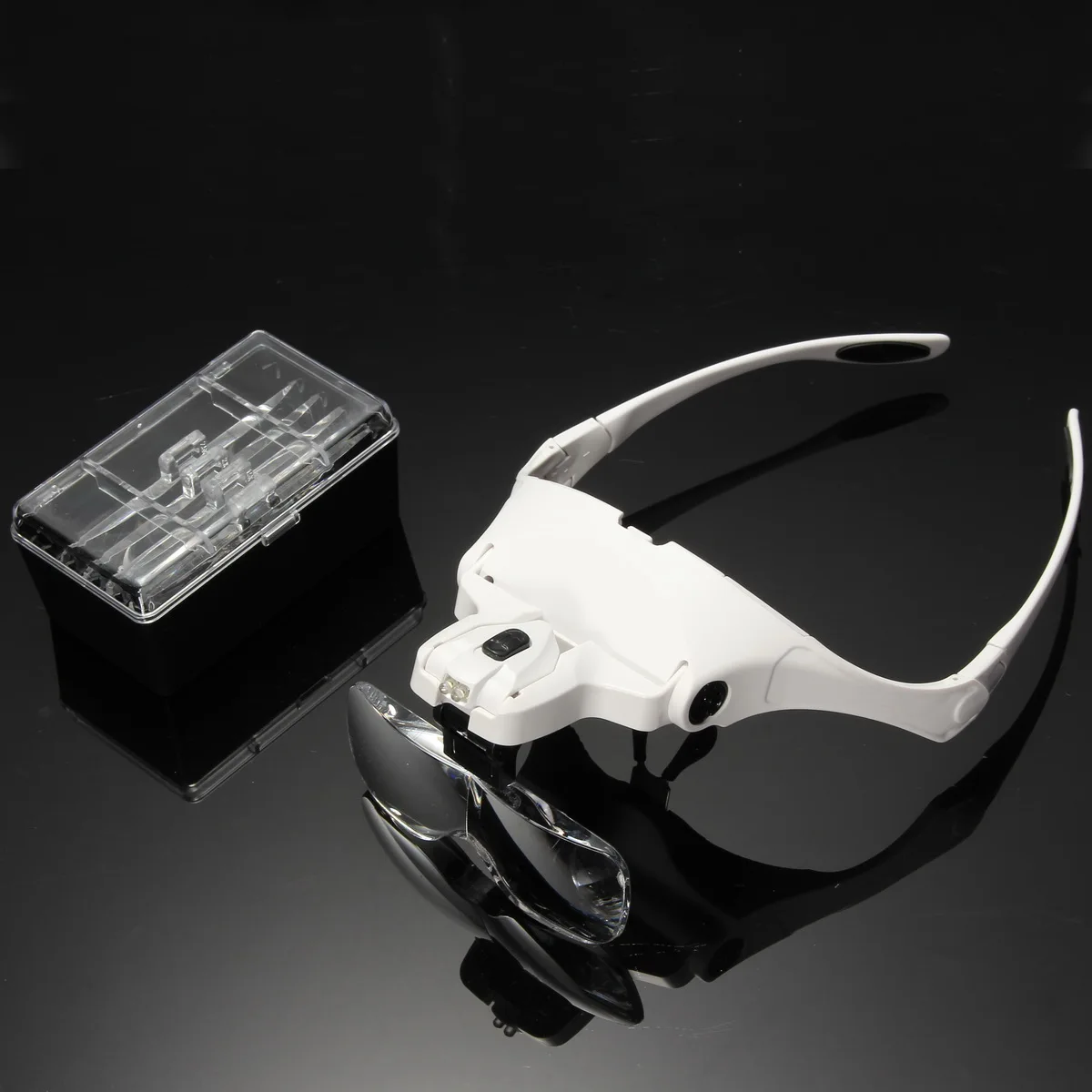 Günstig 1set 5 Objektiv Einstellbar Lupe Stirnband Lupe Lupe LED Licht lampe Lupen Für Wimpern Verlängerung Schönheit