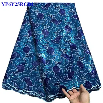

Nigerian sequins net lace fabric African tulle mesh lace fabric high quality Organza Lace Fabric for wedding dress 5 yards XNS03