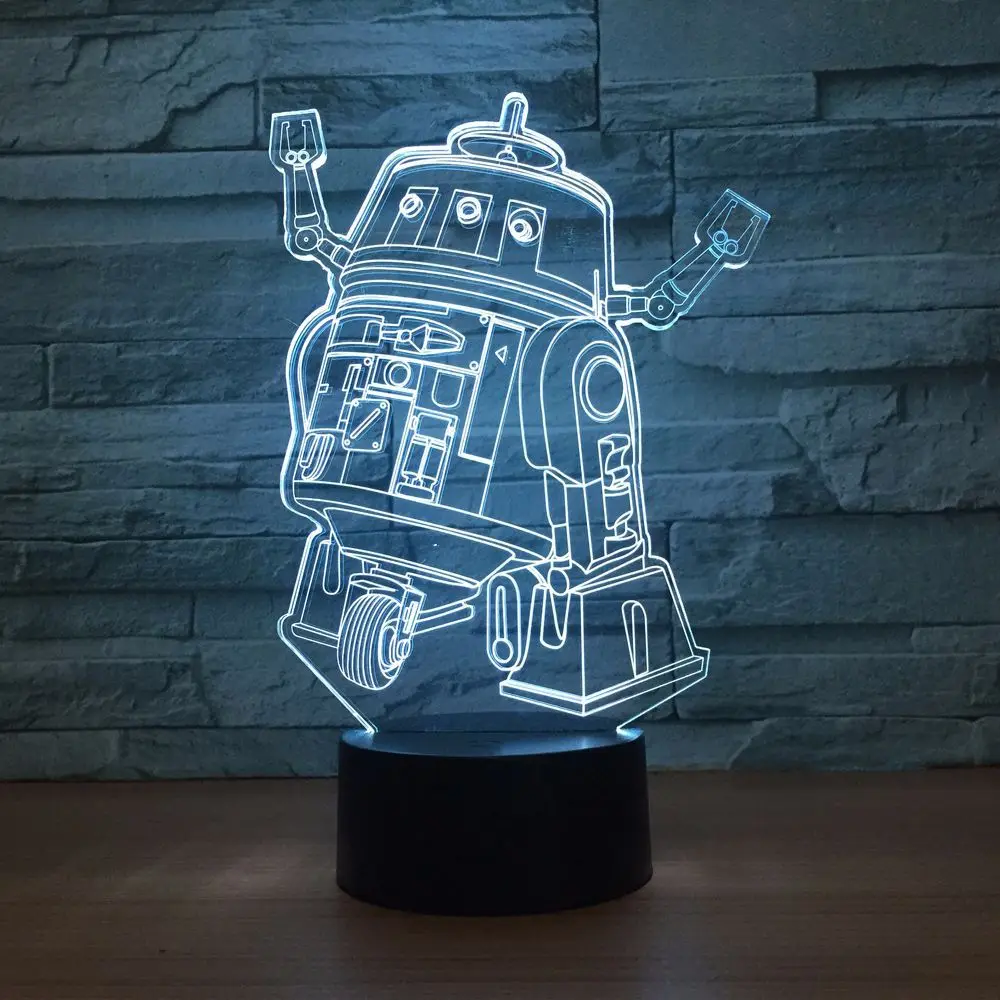 Robot 3D night light 7 color touch dry battery powered LED lamp ...