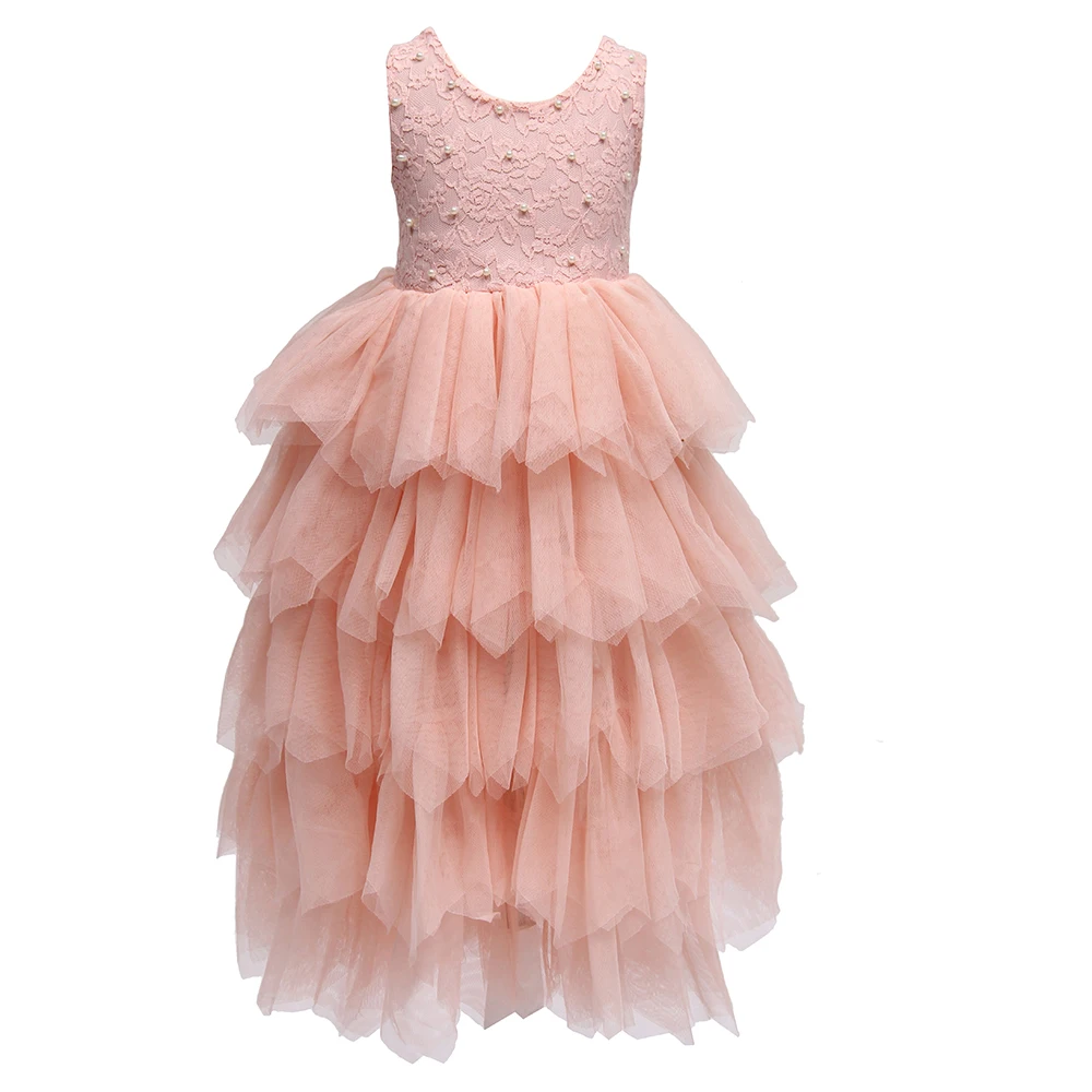 New Princess Baby Girls Tutu Lace Dress Beading Ruffles