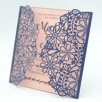 

wholesle customized invitation favor laser cut gate fold invitation card for wedding or party decoration