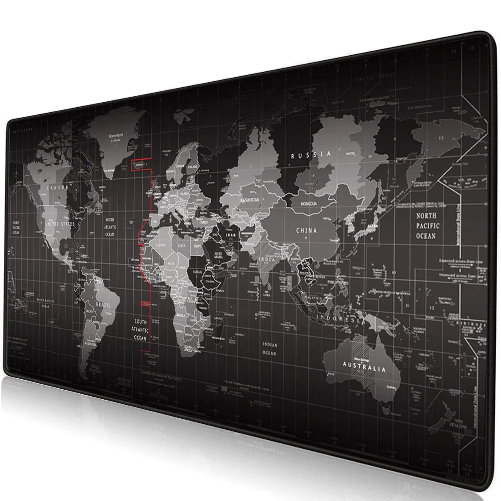

Hot Selling Extra Large Mouse Pad World Map Gaming Mousepad Natural Rubber Gaming Mouse Mat with Locking Edge