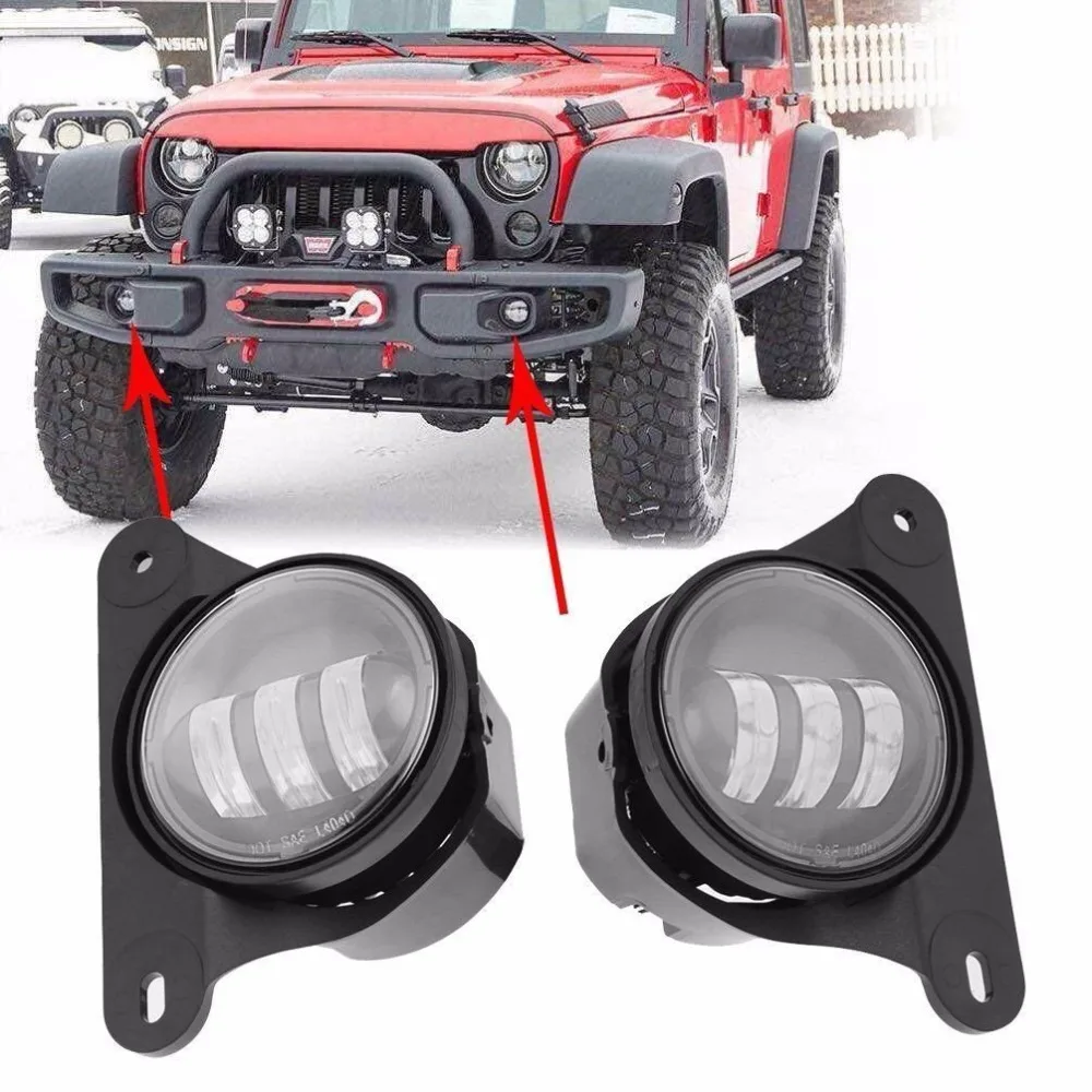 2Pcs 4 Inch Front Bumper LED Fog Light For Jeep Wrangler Unlimited JK