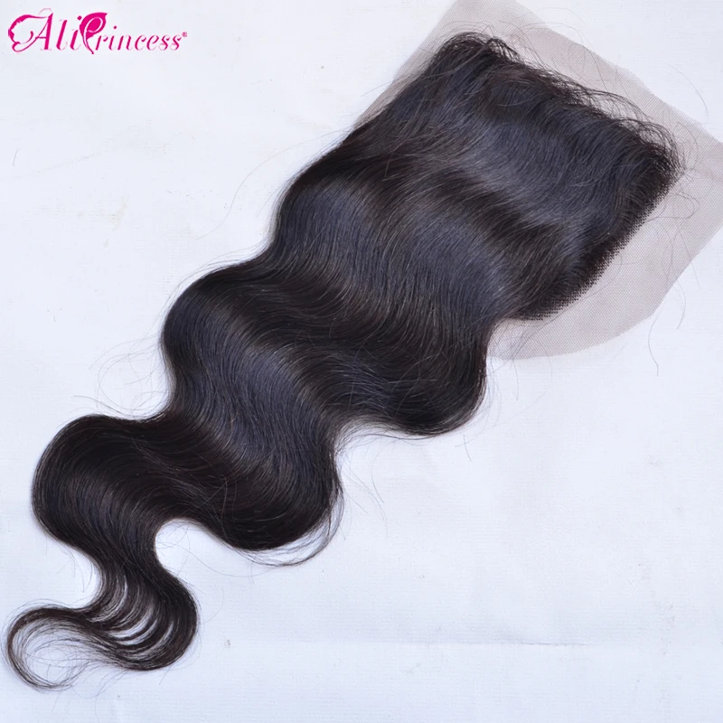 

Free shipping lace top closure swiss lace 4"*4",virgin brazilian hair,natural color 1b,human hair,shedding and tangle free.