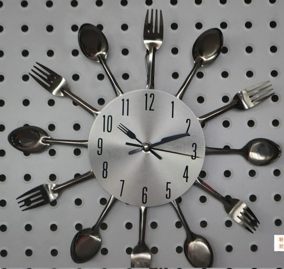 Большие настенные часы a002 нож вилка ложка Оригинальность кухня ресторан decorantique Стиль продвижение кварц Металл mute
