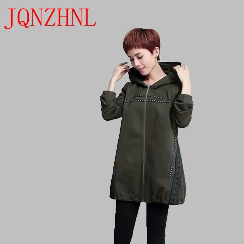 Capuche 2018 Femmes Taille Jqnzhnl Européenne Personnes Âgées army Automne Moyen bordeaux Khaki Manteau Green Occasionnel navy Printemps Long Blue De Grande Mode As69 Veste lJKcTF1