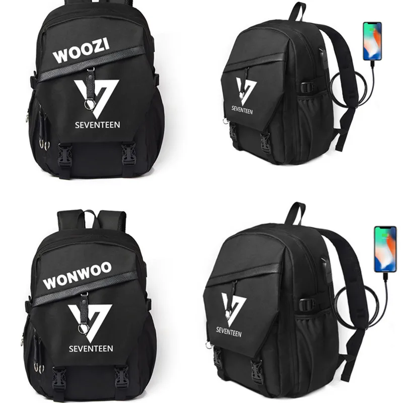 

SEVENTEEN Same paragraph backpack Male and female student bags Canvas travel backpack computer bag 2018 new