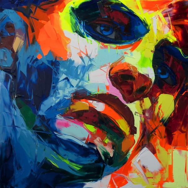 

hand painted Large Size painting art On Canvas Oil Paintings Francoise Nielly Knife Colorful man Face Figure Wall Art