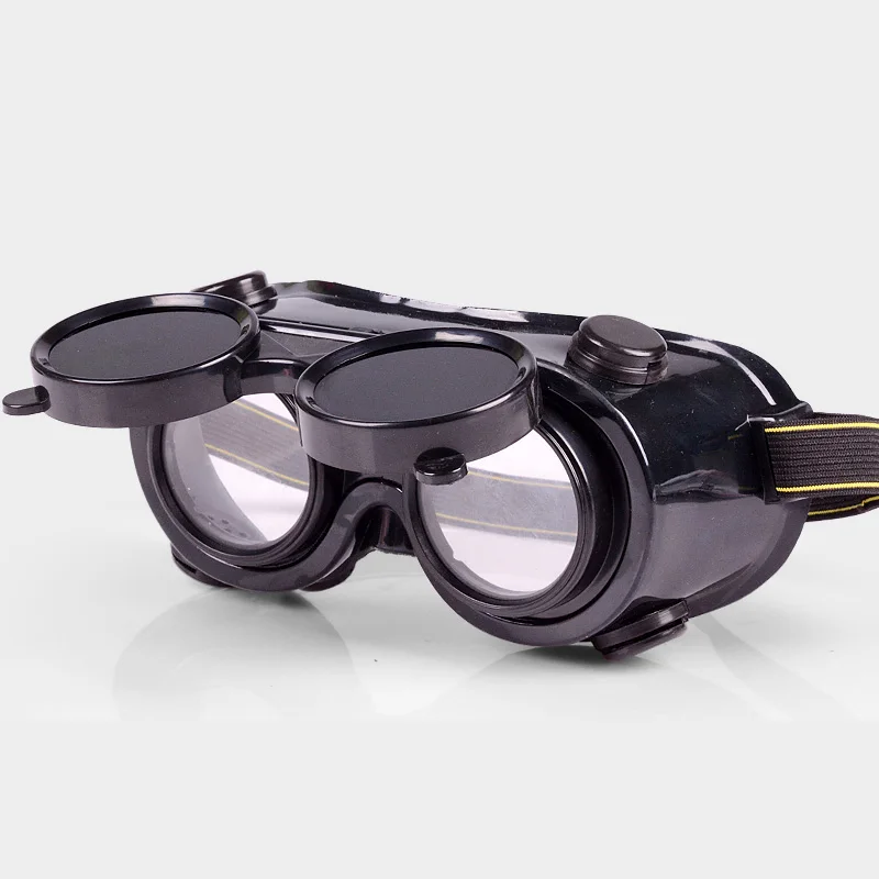 Защитные очки для резки припоя шлифовальные очки Флип-ап защитные линзы очки зеленые прозрачные пыленепроницаемые рабочие защитные очки - Цвет: Черный