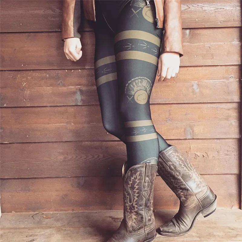 Новинка 2017 женские обтягивающие леггинсы из нейлона с принтом эластичные