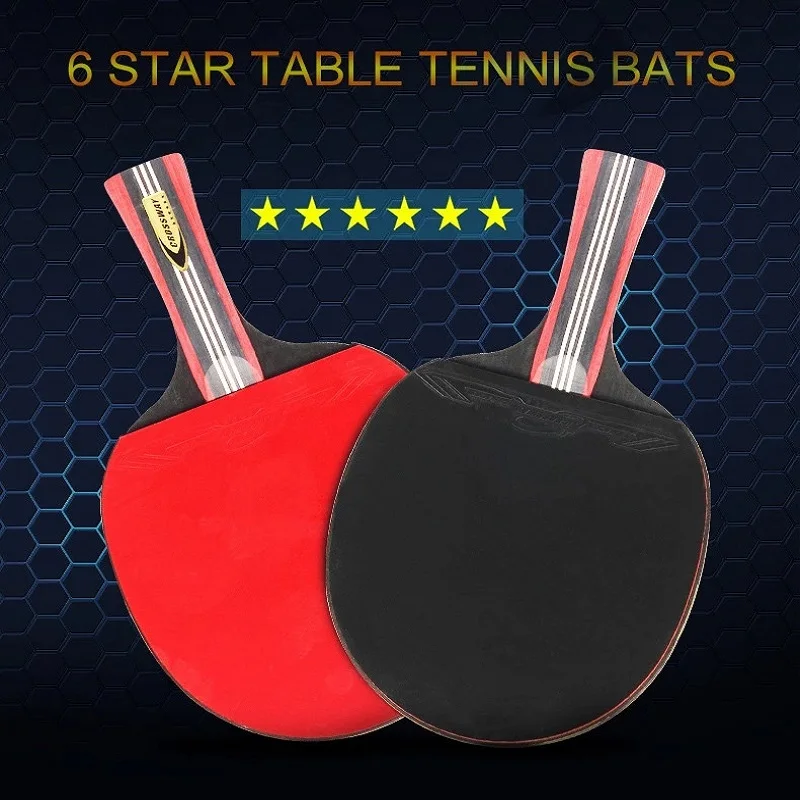 مقبض قصير تنس طاولة مضرب 2019 أفضل البائعين 6 نجوم مضارب تنس طاولة لزجة البثور في المطاط بينغ بونغ مضرب