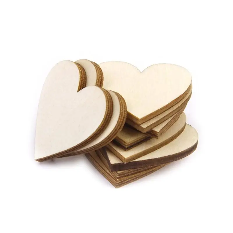 100pcs 20mm Blank Heart Decoration Wood Craft Flatback Scrapbooking Decoration For DIY Crafts Embellishments