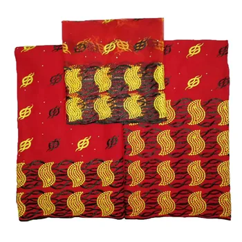 

Red France lace fabric african jacquard embroidered fabric bazin riche getzner for nigerian fashion dresses with beads JA26-2
