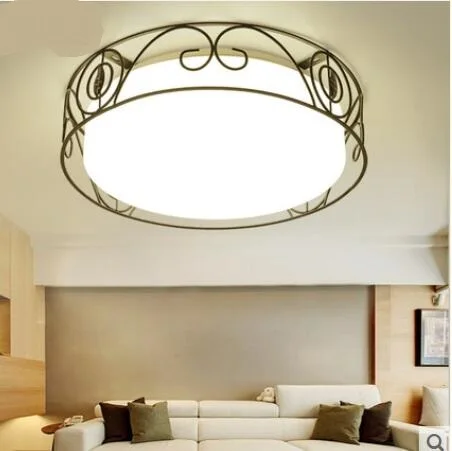 

American country LED ceiling lamp warm round iron Nordic simplicity European style wedding bedroom ceiling lamp 45/55CM ZA