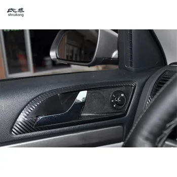 

4pcs/lot carbon fiber car stickers of Inner door shake handshandle for 2007-2013 skoda Octavia A5 1Z3