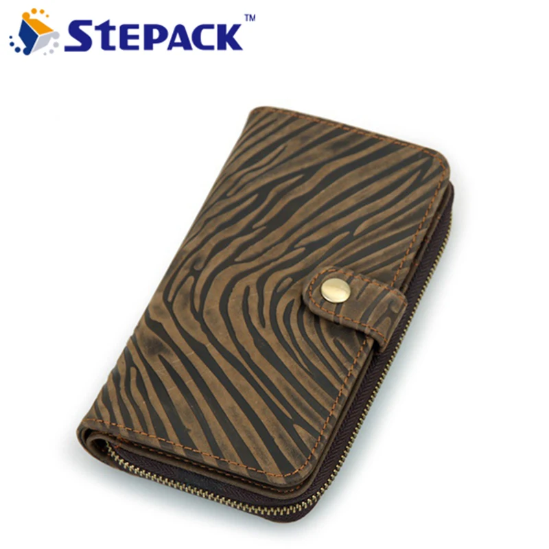 

2017 New Arrival Vintage Men Genuine Leather Wallet Long Purse Card Holder With Zipper Coin Pocket Cowhide Leather