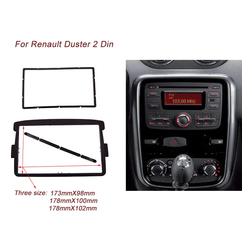 2 DIN font b Car b font Frame Panel Fascia for Renault Duster 2012 Adapter CD