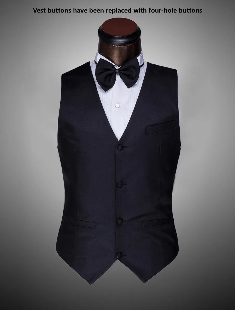 Ласточка-классические брюки пальто белый черный комплект из 3 предметов (куртка + PantVestBowtie) воротником Модные мужские костюмы на заказ Slim Fit